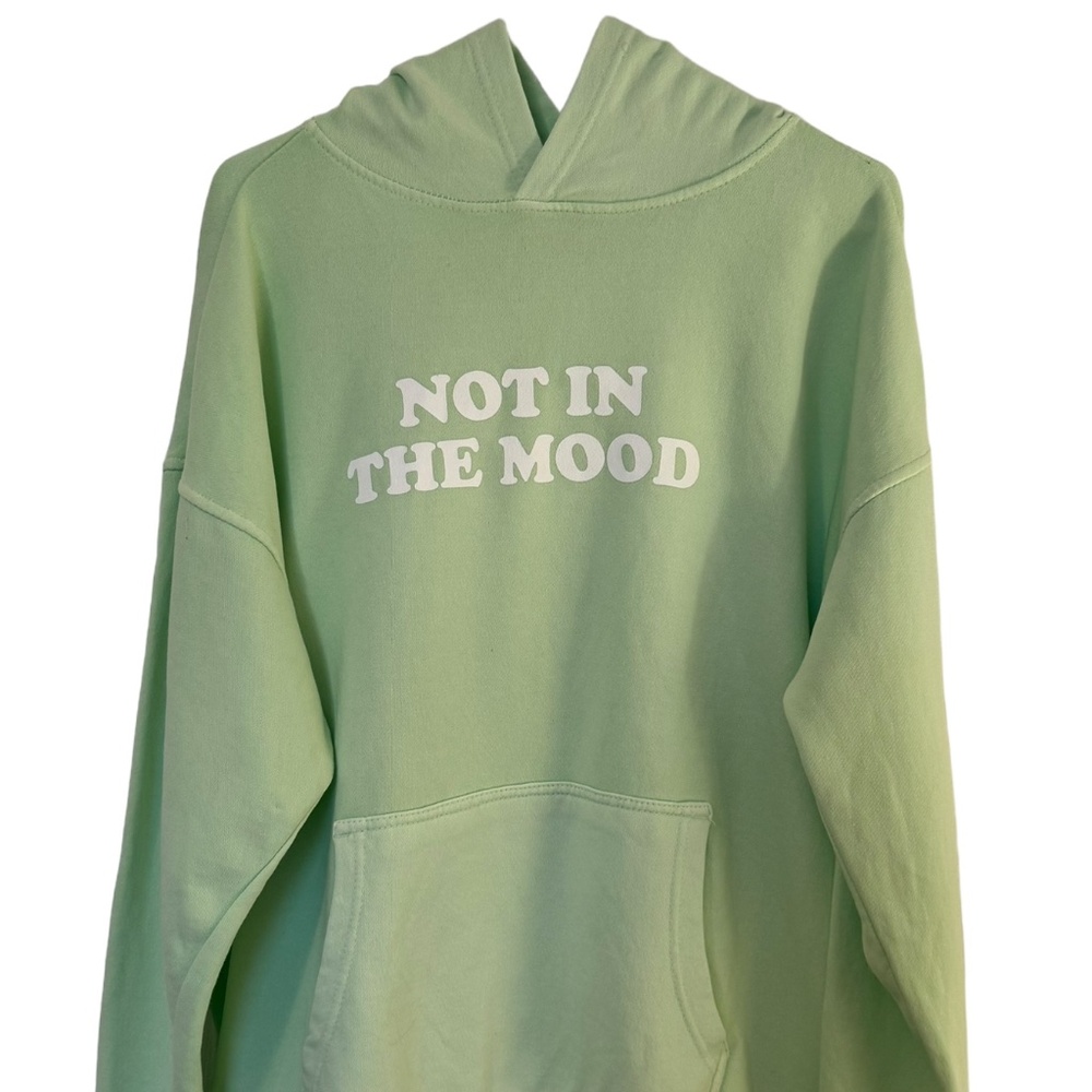 Rue21 Hoodie Green Sweatshirt Cotton Fleece Unisex Not In The Mood - Picture 1 of 5